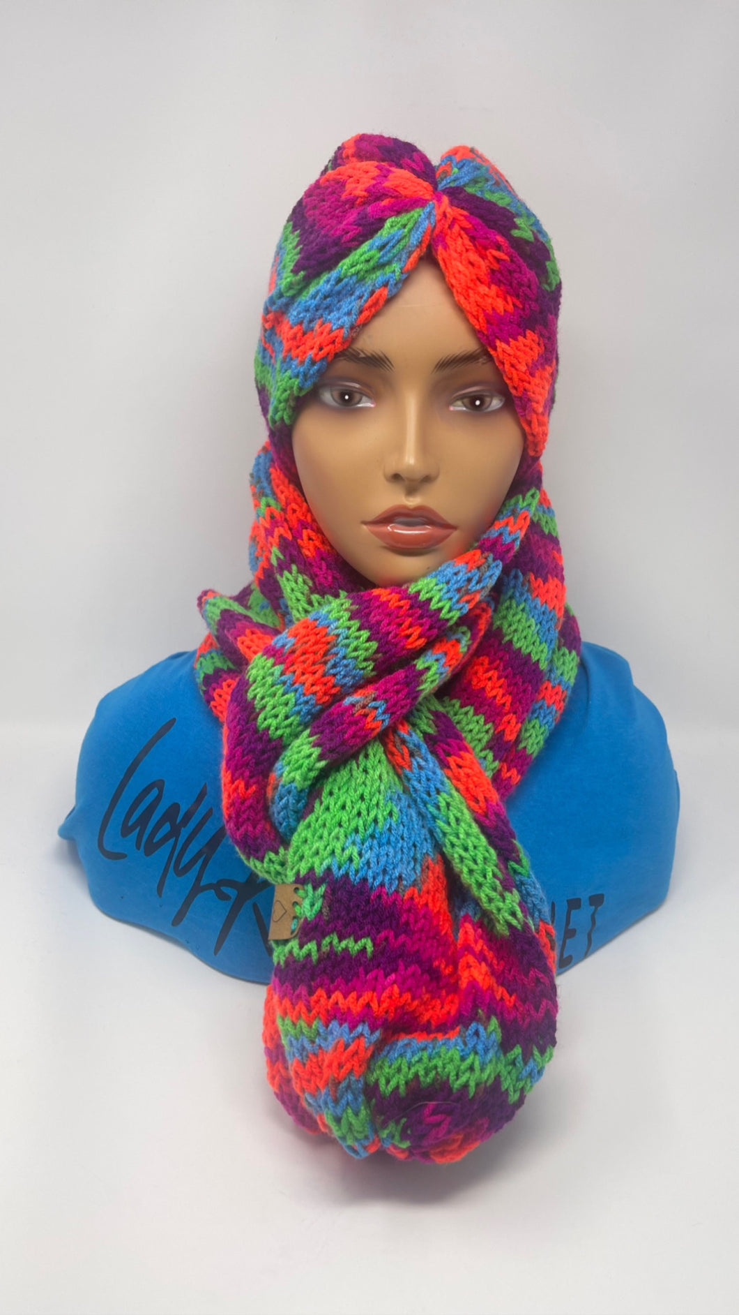 Multi Colored knit Headband and Scarf Set