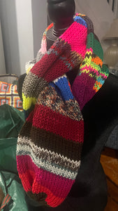 Knitted Scrap yarn scarf