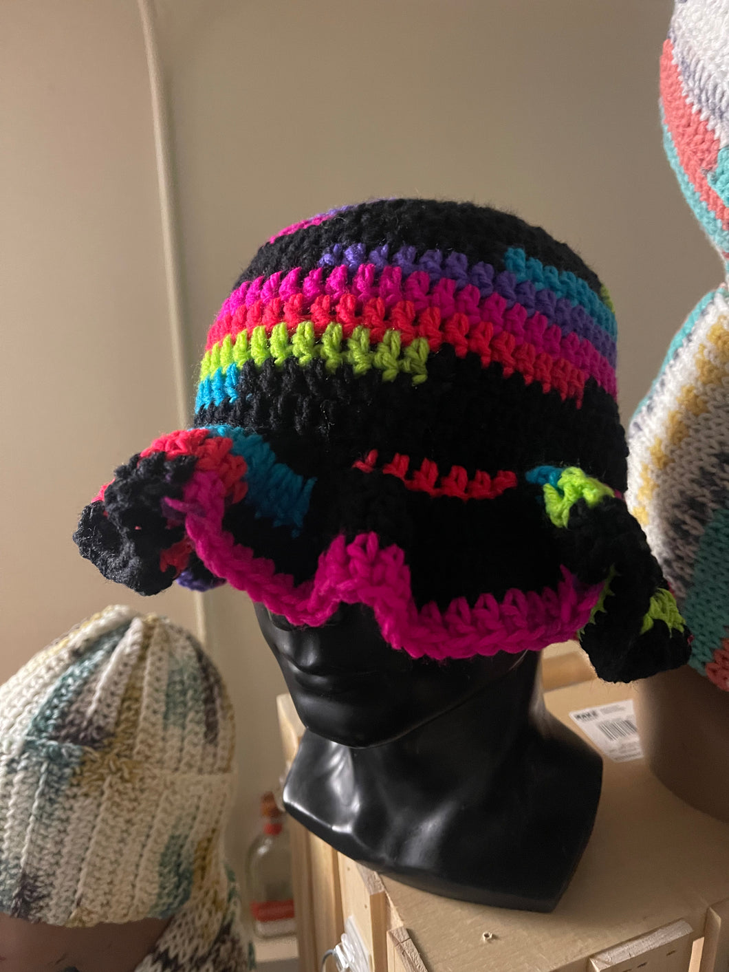 Crochet ruffle bucket hat