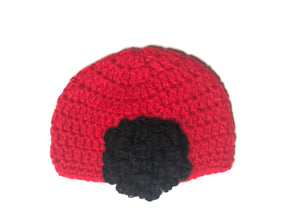 Newborn Red Hat with Black Flower