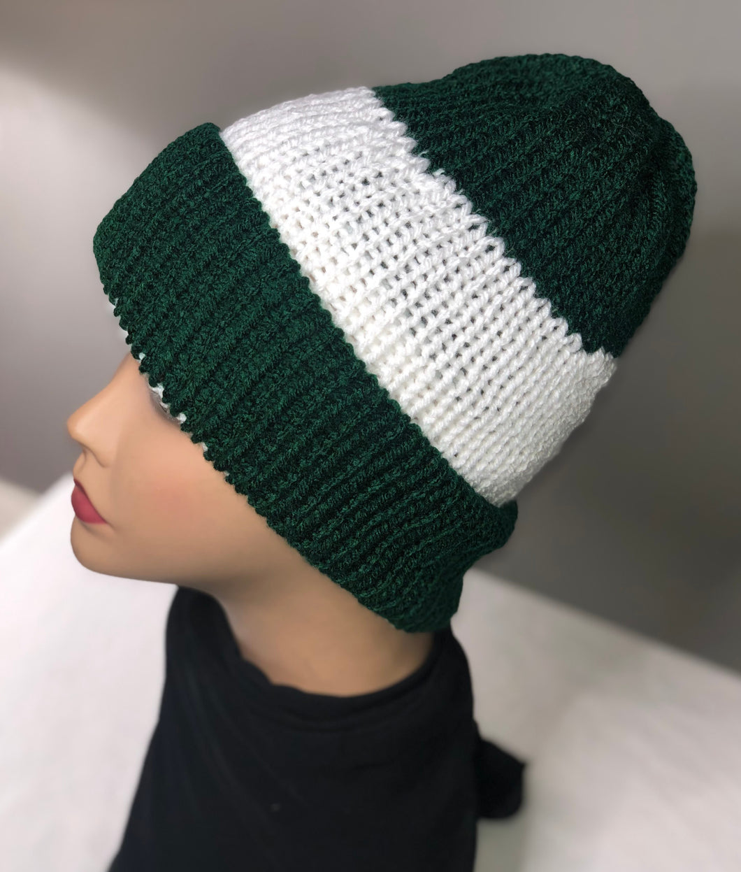 Green and White Reversible Hat